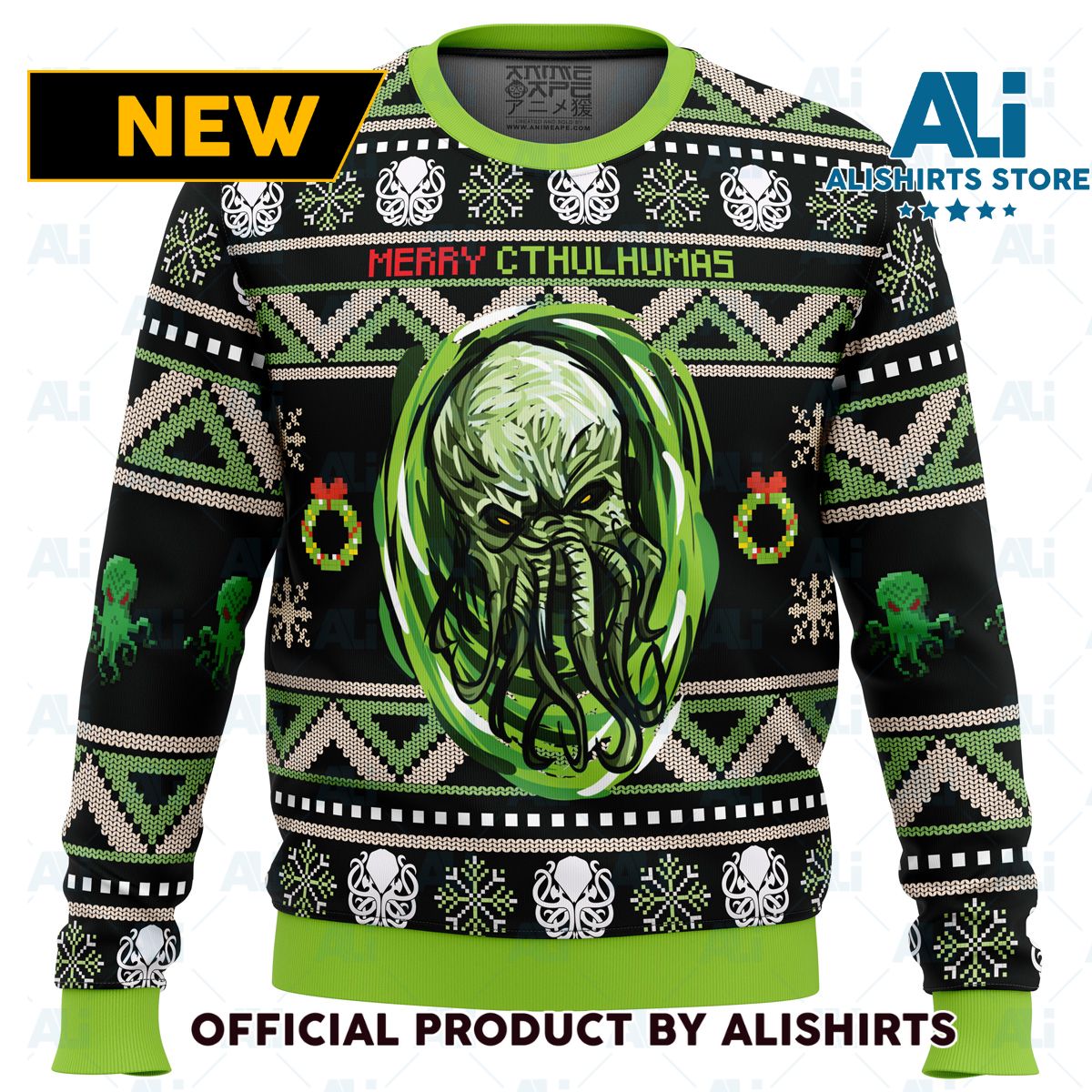 Merry Cthulhumas Cthulhu Ugly Christmas Sweater