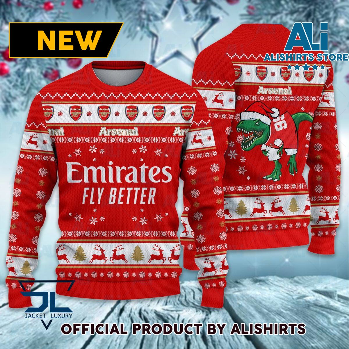 Arsenal FC Mascot premier league Ugly Christmas Sweater