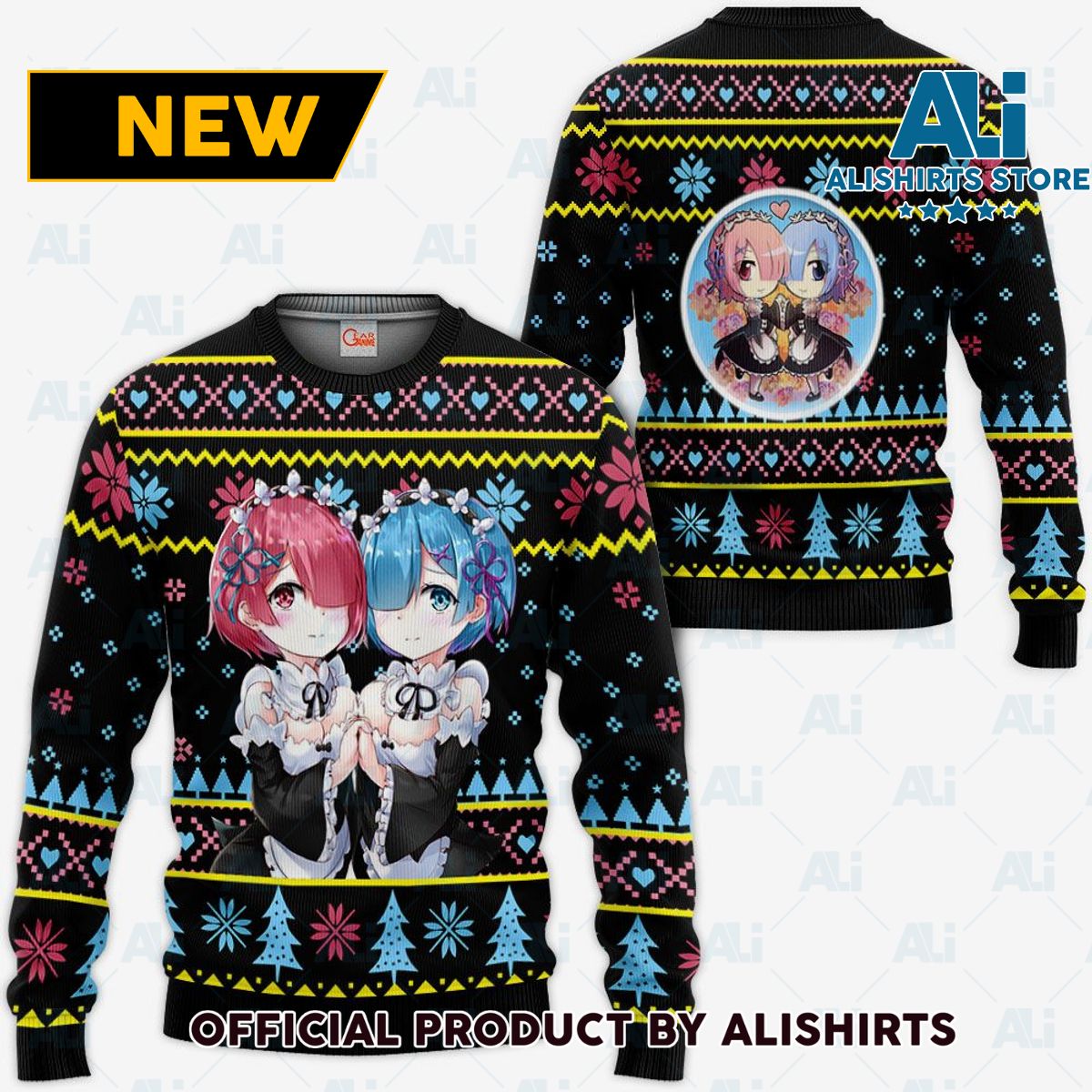 Re Zero Rem Ram Ugly Christmas Sweater Custom Anime