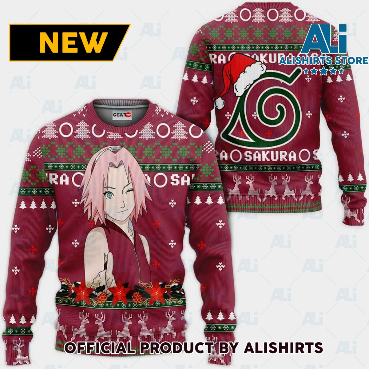 Haruno Sakura Ugly Christmas Sweater Custom Nrt Anime