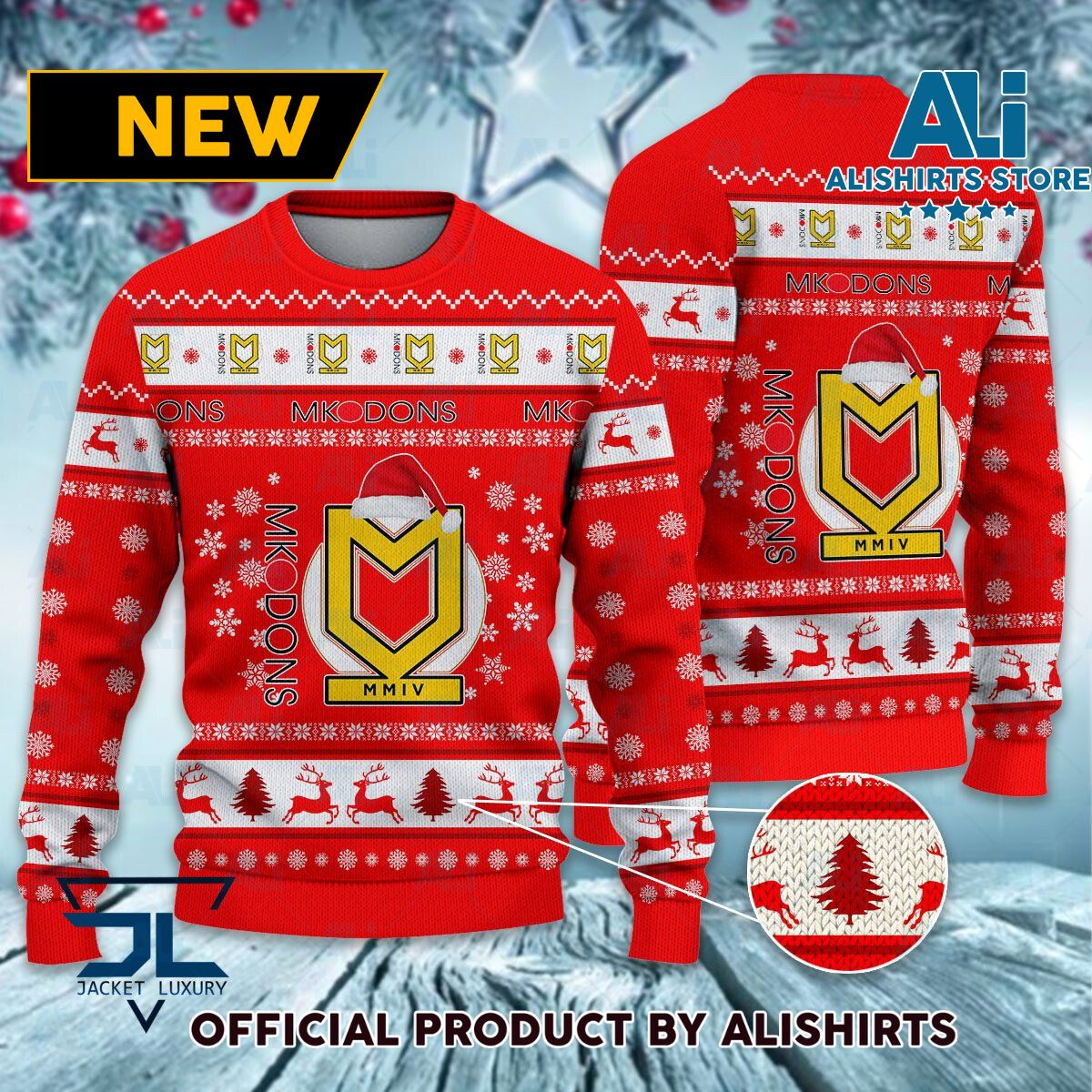 Milton Keynes Dons FC logo EFL Championship Christmas Sweater