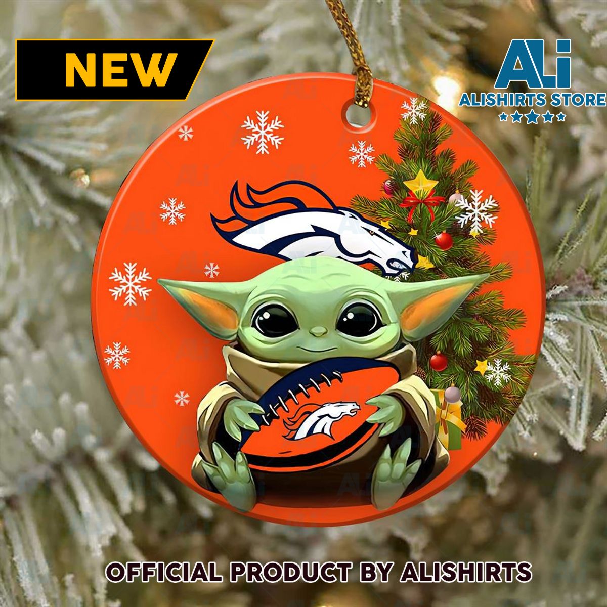Denver Broncos Baby Yoda NFL Ornaments 2022