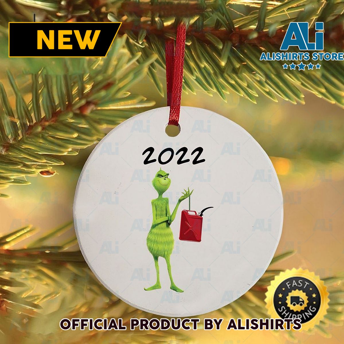 The Grinch Funny Gas Shortage Inflation Holiday Xmas 2022 Grinch Christmas Ornament
