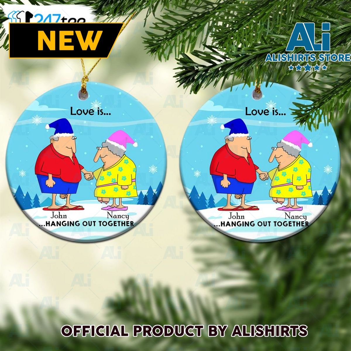 Personalized Love Is Hanging Out Together Ornament Naughty