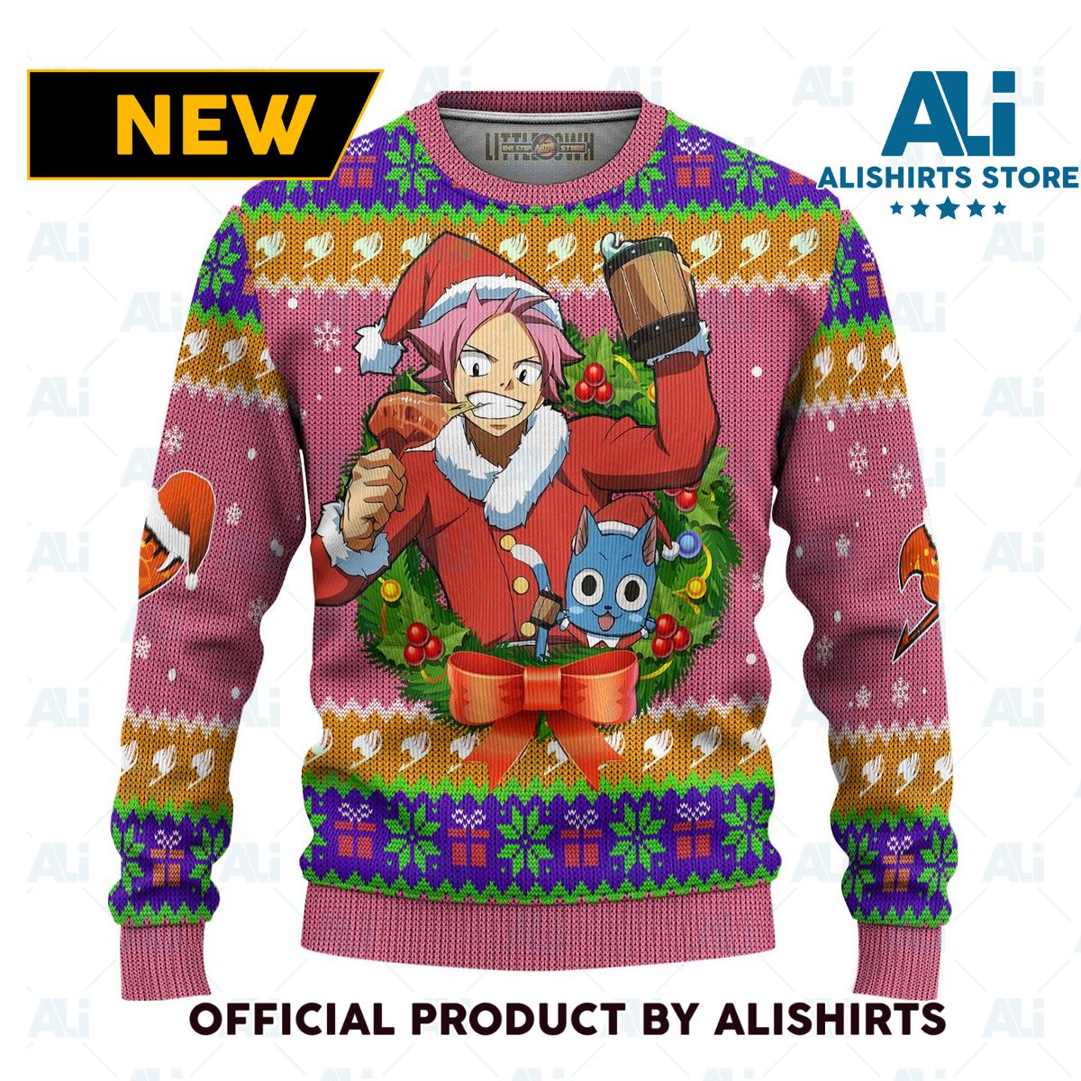 Natsu Dragneel Anime Ugly Christmas Sweater Custom Fairy Tail