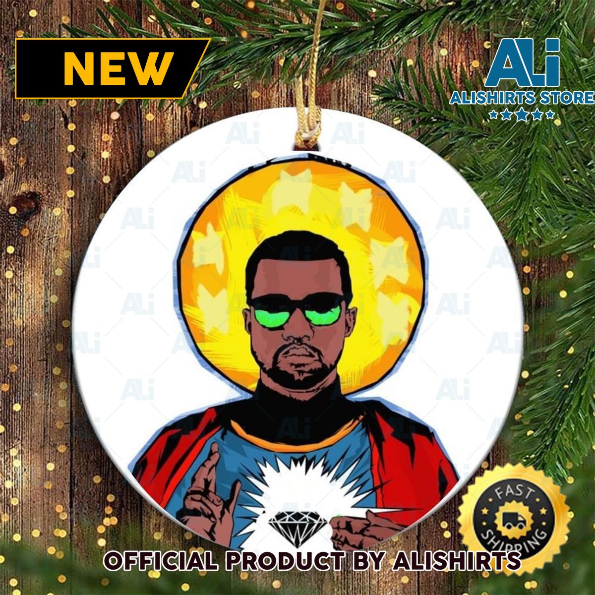 Kanye West Hiphop 90s Hip Hop Christmas Ornament