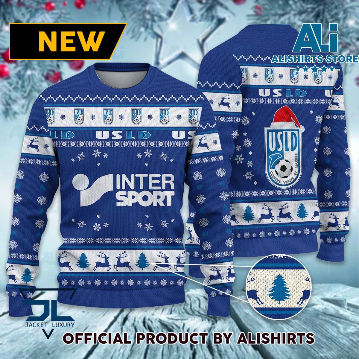 USL Dunkerque Ligue 1 Ugly Christmas sweater