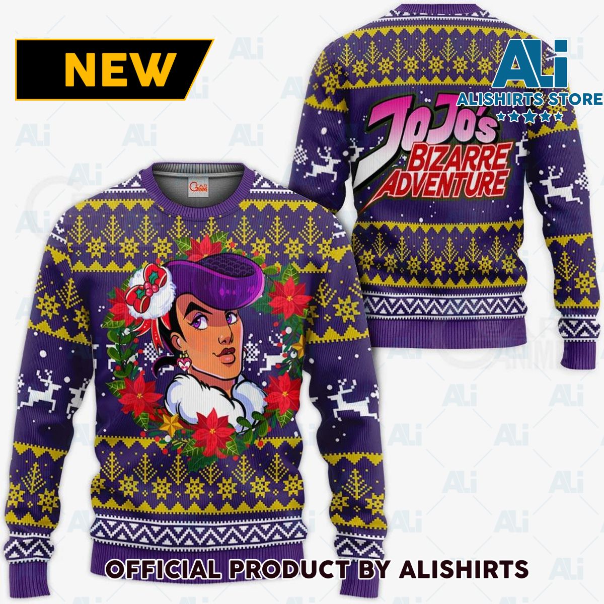 Josuke Higashikata Ugly Christmas Sweater JoJo‚Äôs Bizarre Adventure Anime