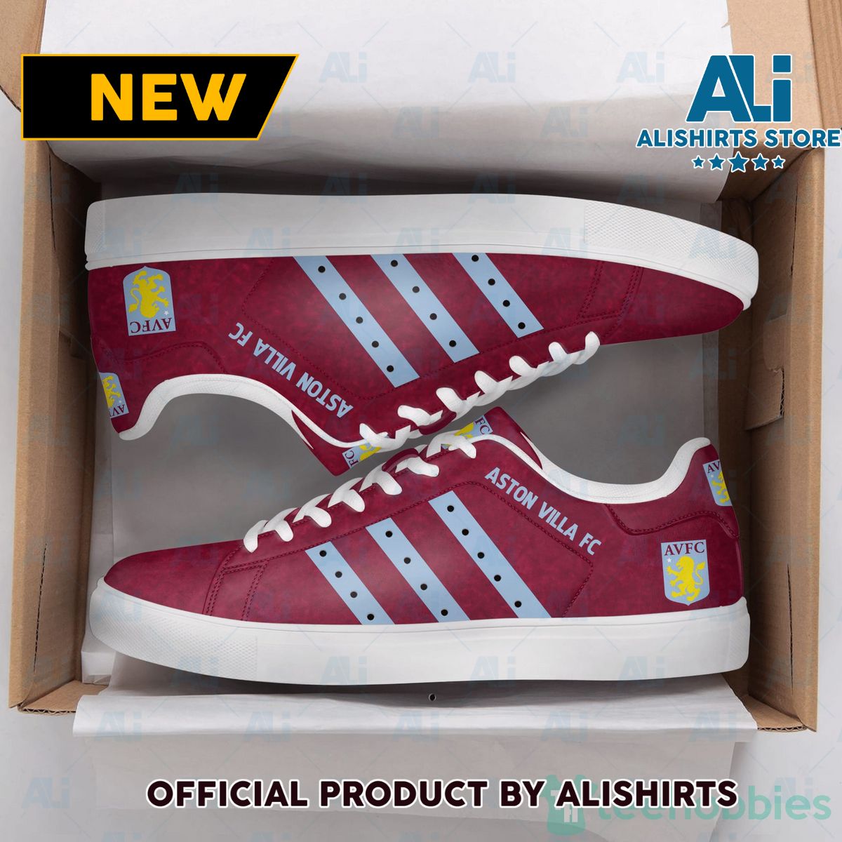 Aston Villa Adidas Stan Smith Low Top Skate Shoes