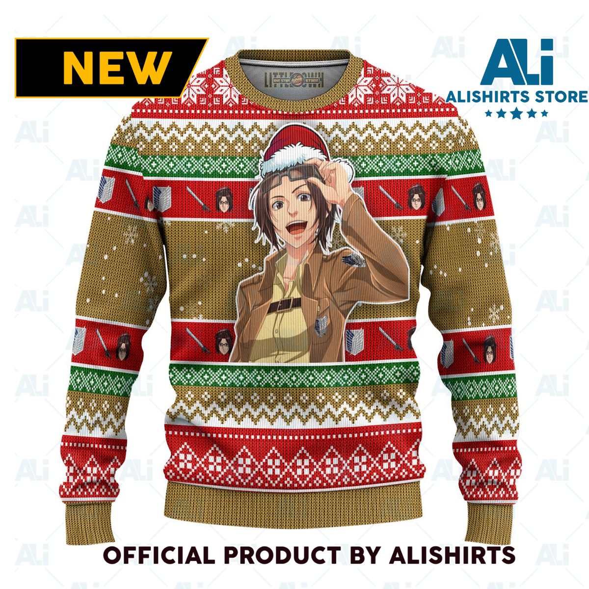 Hange Zoe Attack On Titan Anime Ugly Christmas Sweater