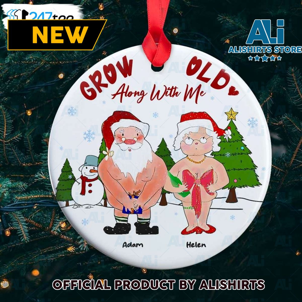 Personalized Funny Grow Old Play With Me Ornament Naughty