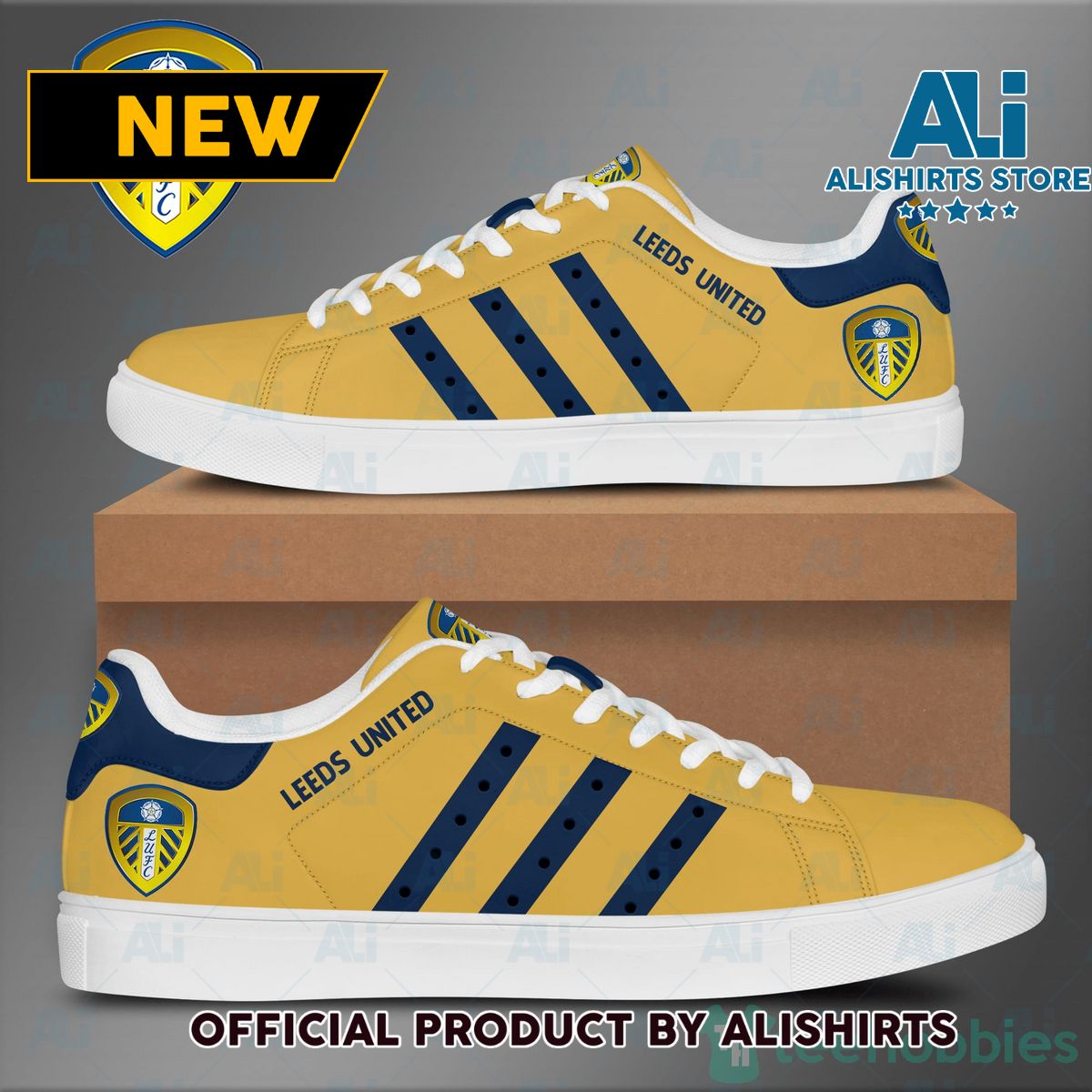 Leeds United Logo Adidas Stan Smith Low Top Skate Shoes