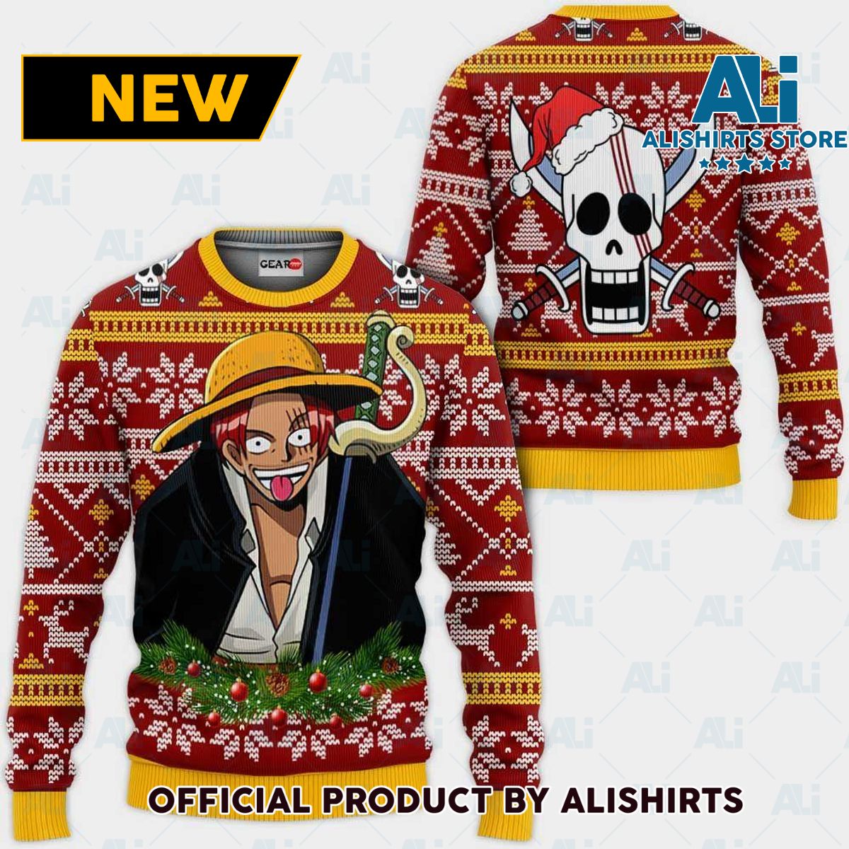 Red Hair Shanks Ugly Christmas Sweater Custom One Piece Anime