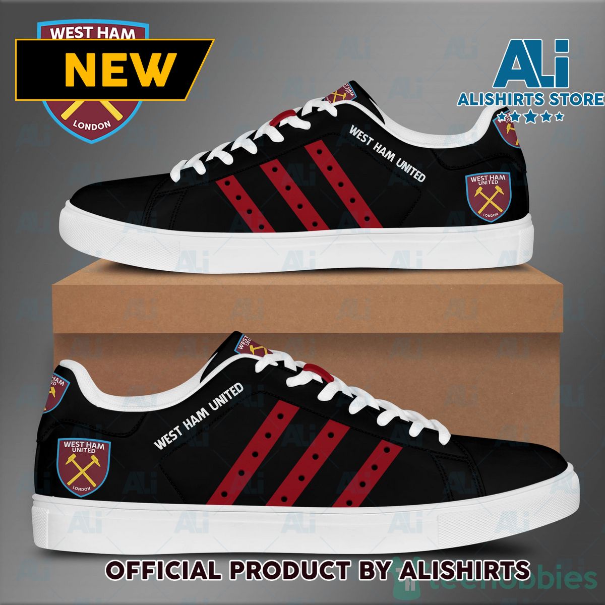 West Ham United Leather Adidas Stan Smith Low Top Skate Shoes