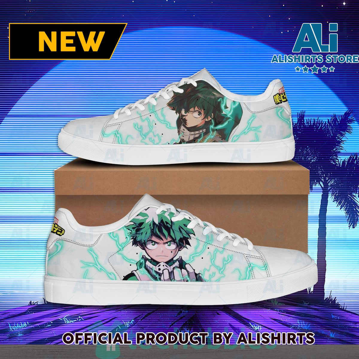 Deku Izuku Midoriya My Hero Academia Low Top Custom Skate Shoes For Anime Fans Adidas Stan Smith Low Top Skate Shoes