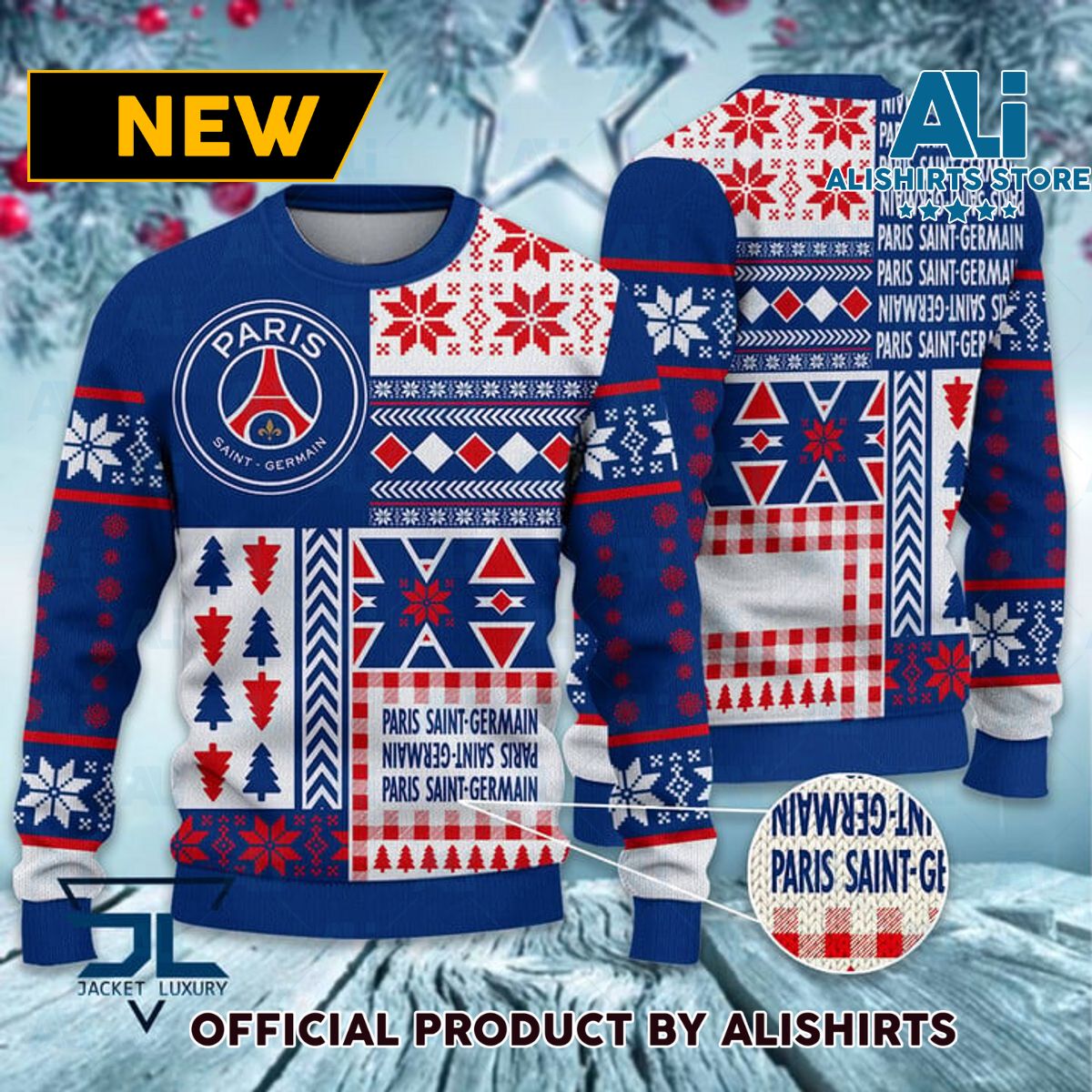 PSG France football soccer ugly christmas sweater - A631