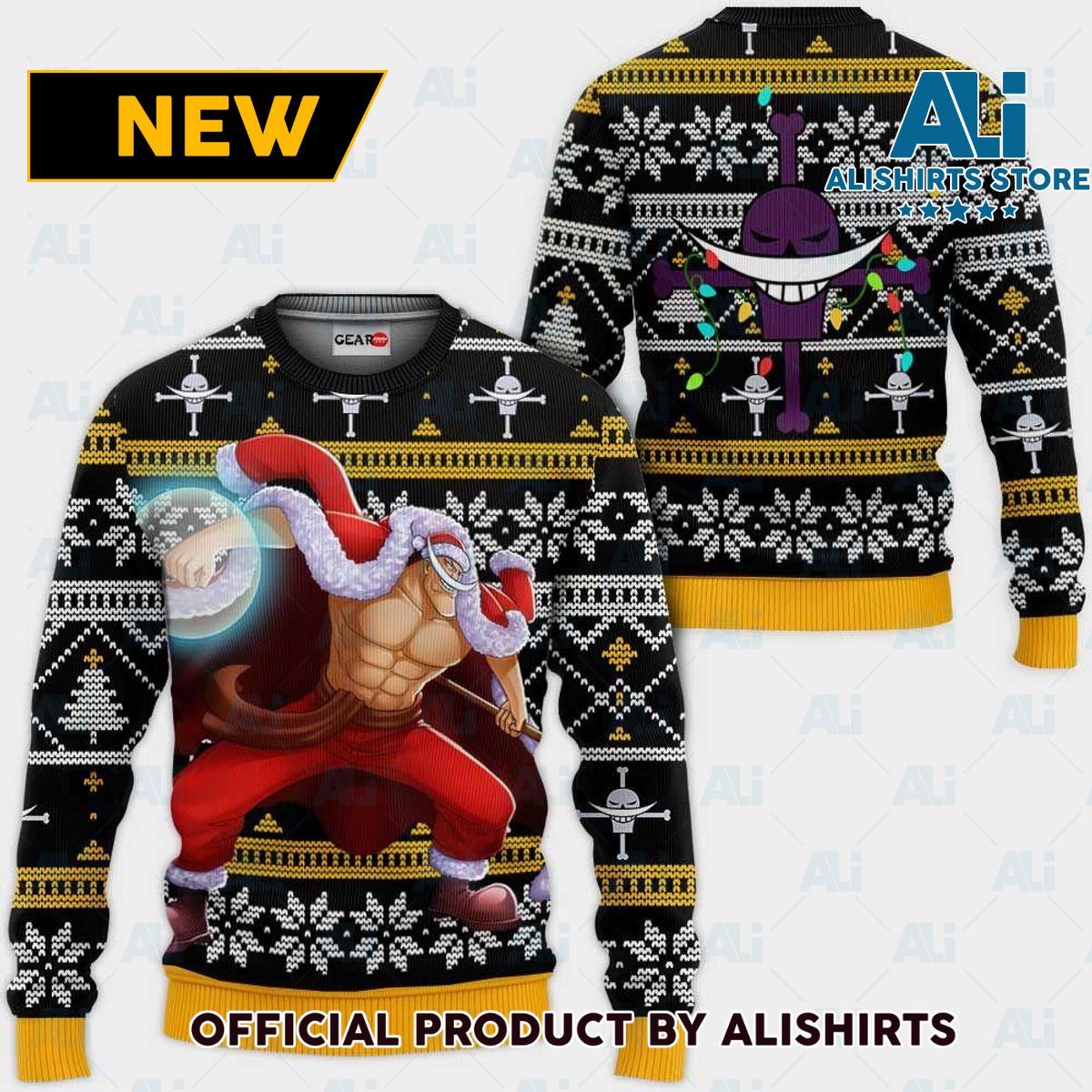 Whitebeard Ugly Christmas Sweater Custom One Piece Anime