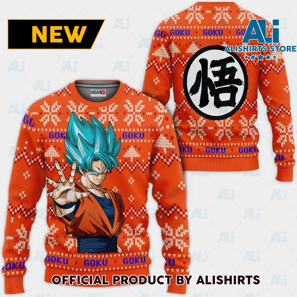 Goku Blue Ugly Christmas Sweater Custom Anime Dragon Ball