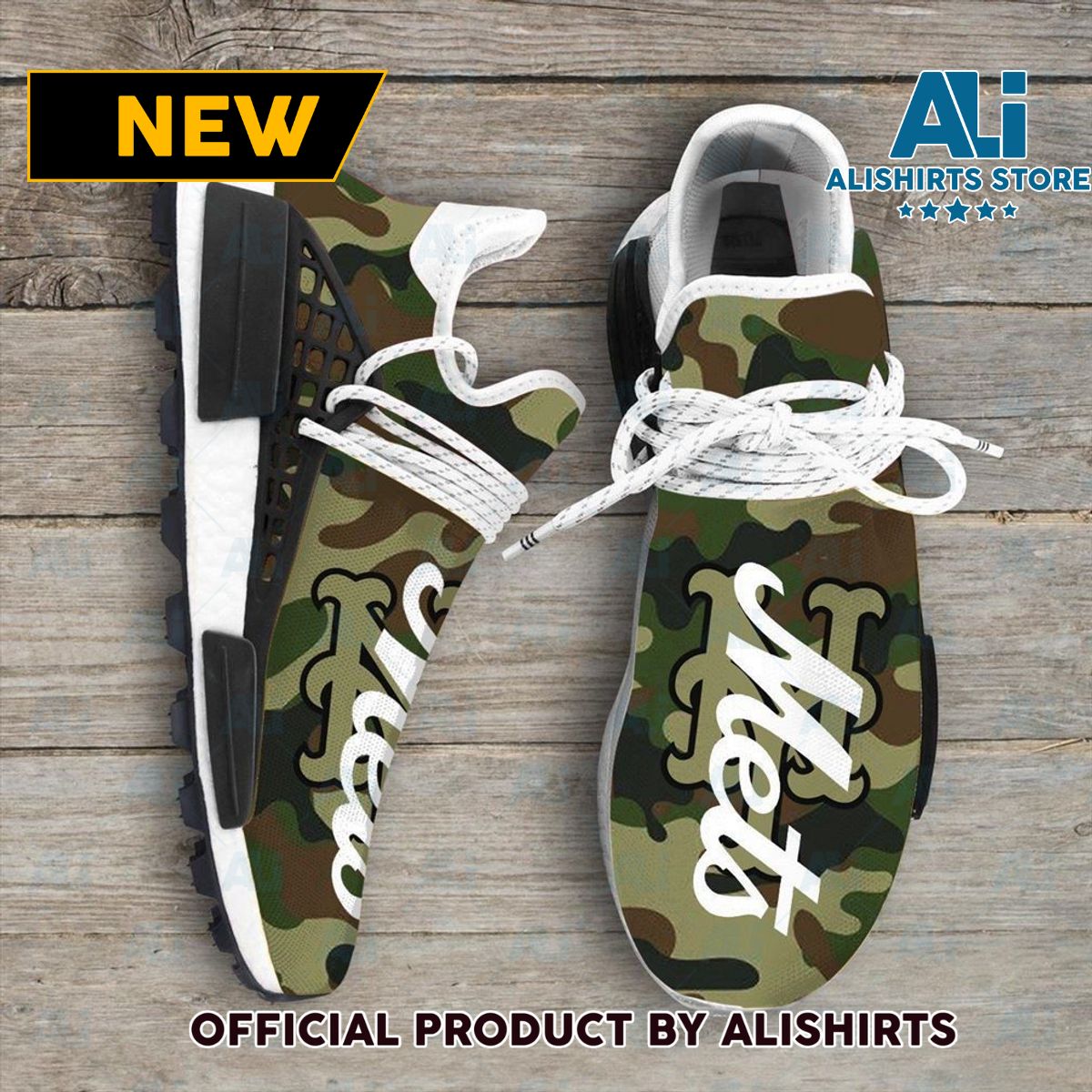 Camo Camouflage New York Mets MLB Sport Teams NMD Human Race Adidas NMD Sneakers