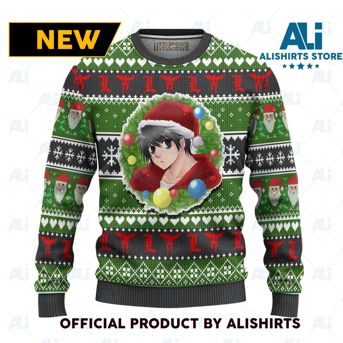 L Lawliet Anime Ugly Christmas Sweater Custom Death Note