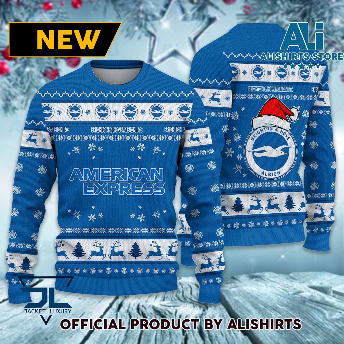 Brighton & Hove Albion FC Mascot premier league Ugly Christmas Sweater