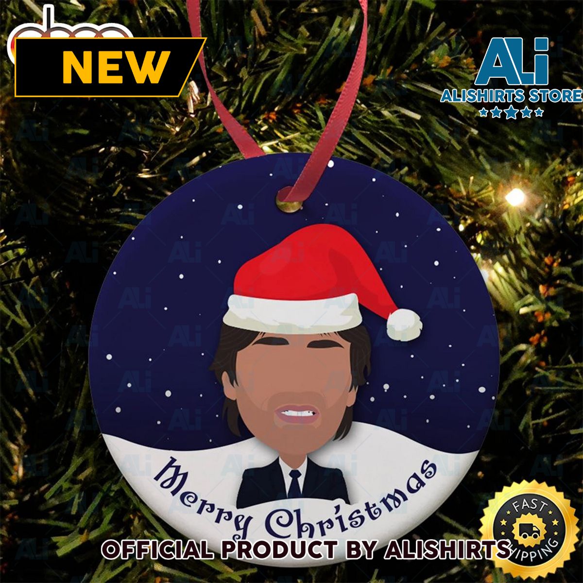 Antonio Conte Spurs Santa Hat Football Christmas Ornaments