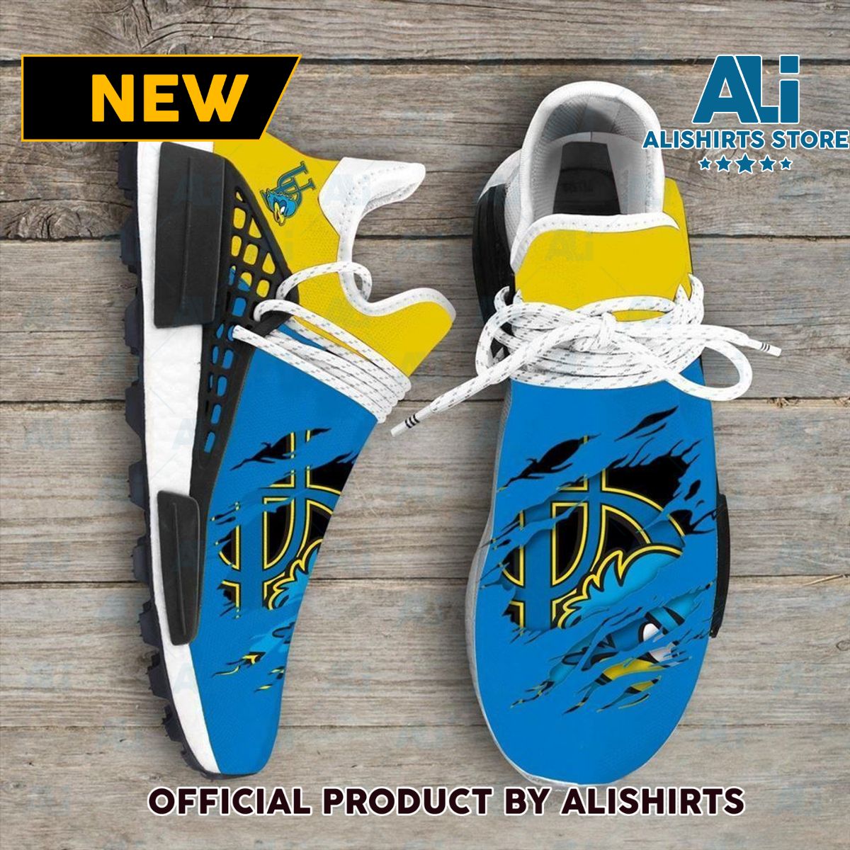 Delaware Fightin Blue Hens NCAA Sport Teams Human Race Adidas NMD Sneakers