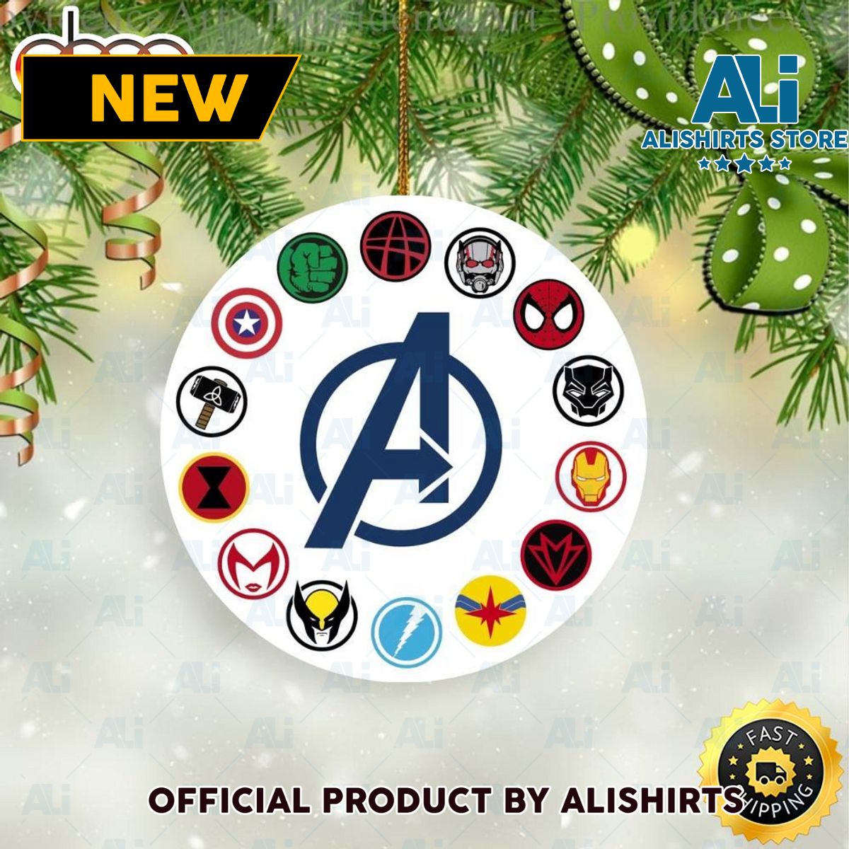 Avengers Logos Superhero Marvel Christmas Tree Ornament
