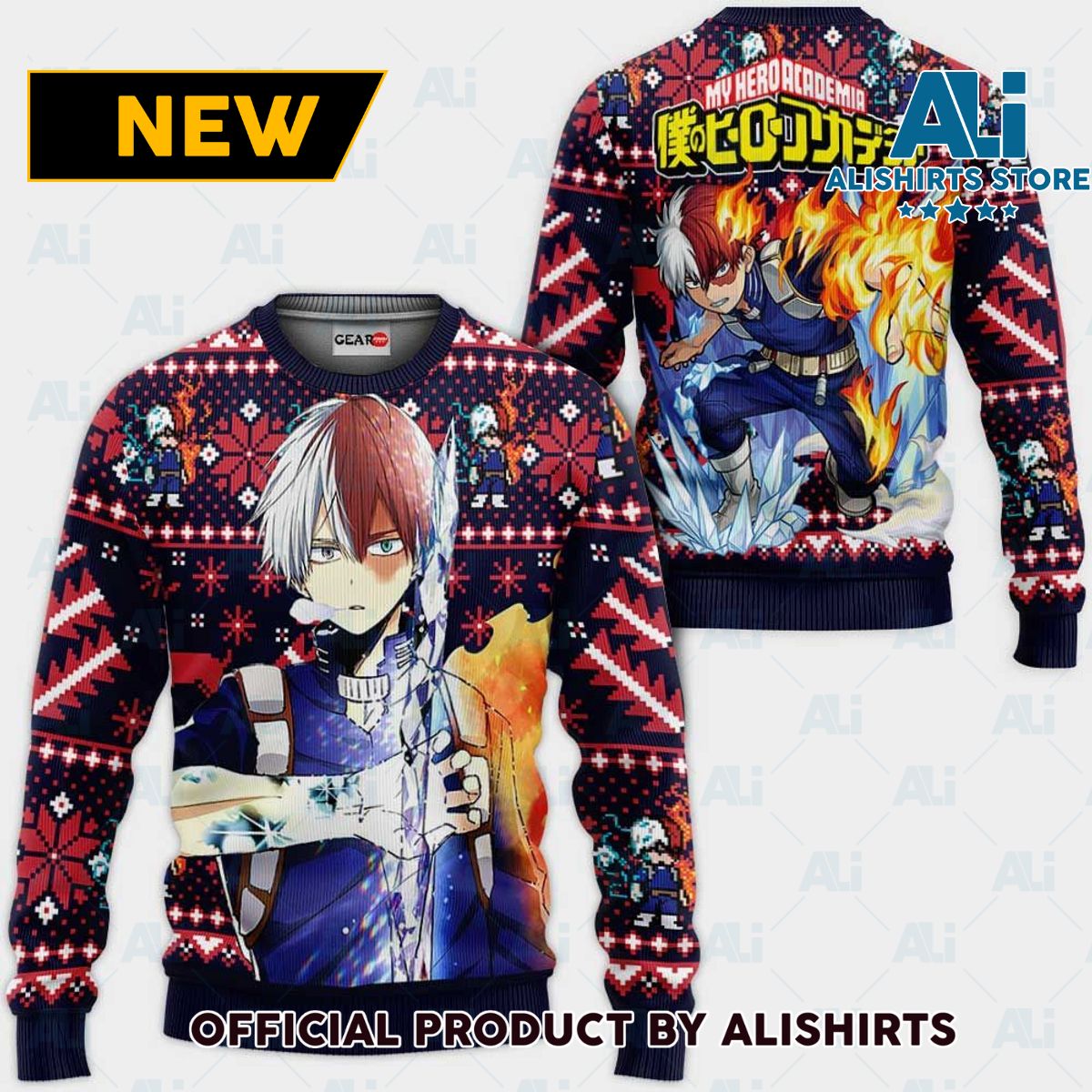 Shoto Todoroki Ugly Christmas Sweater Custom Anime My Hero Academia