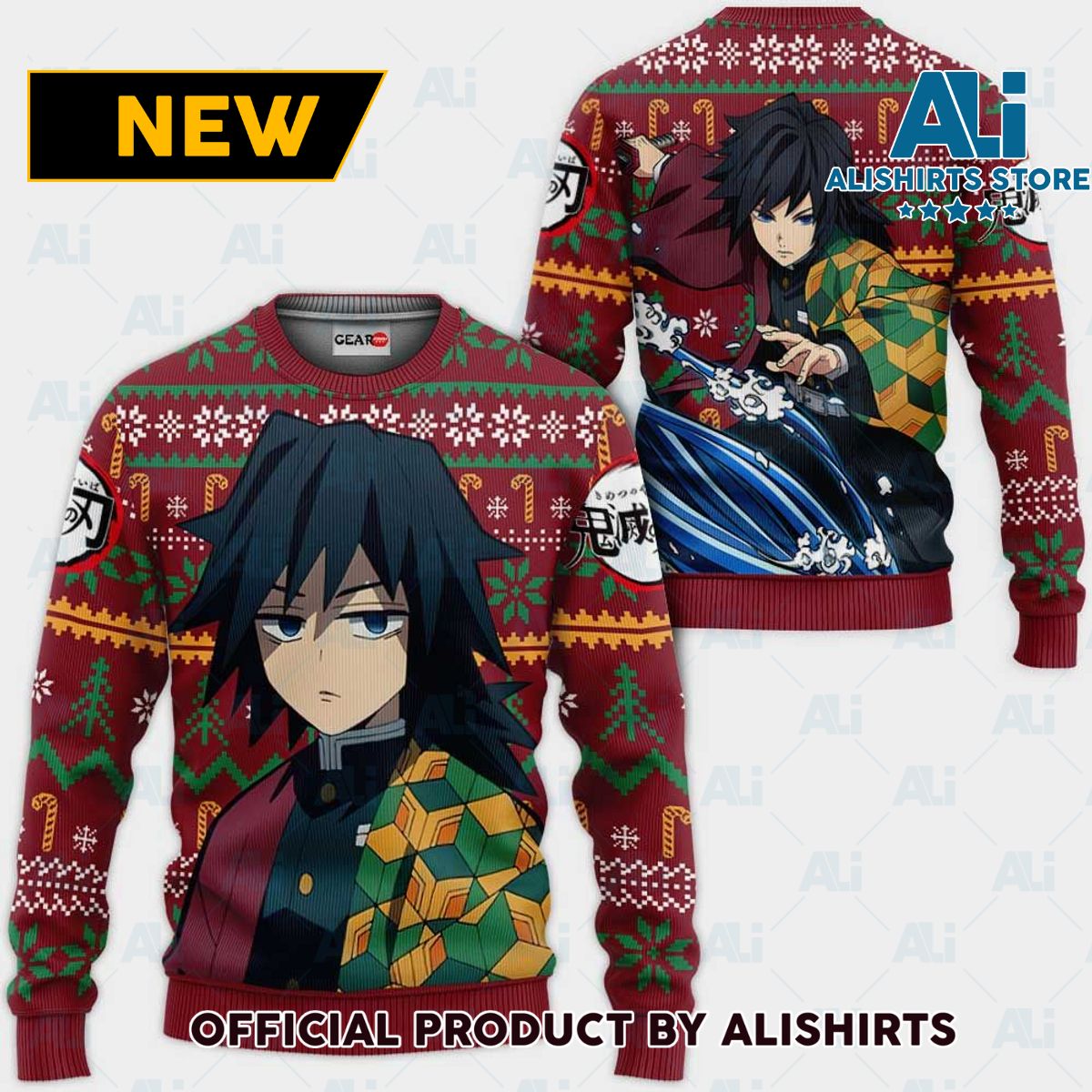 Giyuu Ugly Christmas Sweater Custom Anime Kimetsu