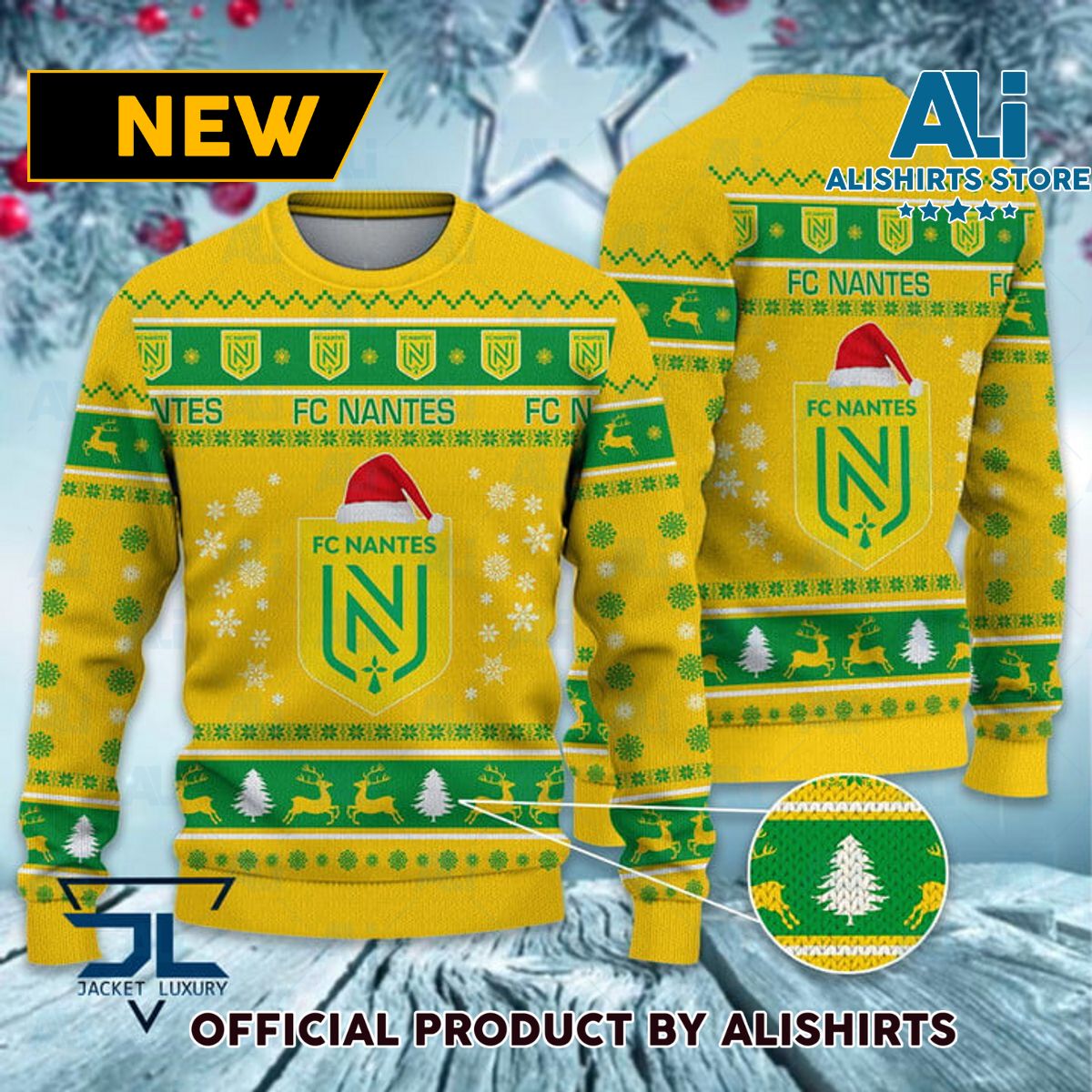 FC Nantes France football soccer ugly christmas sweater