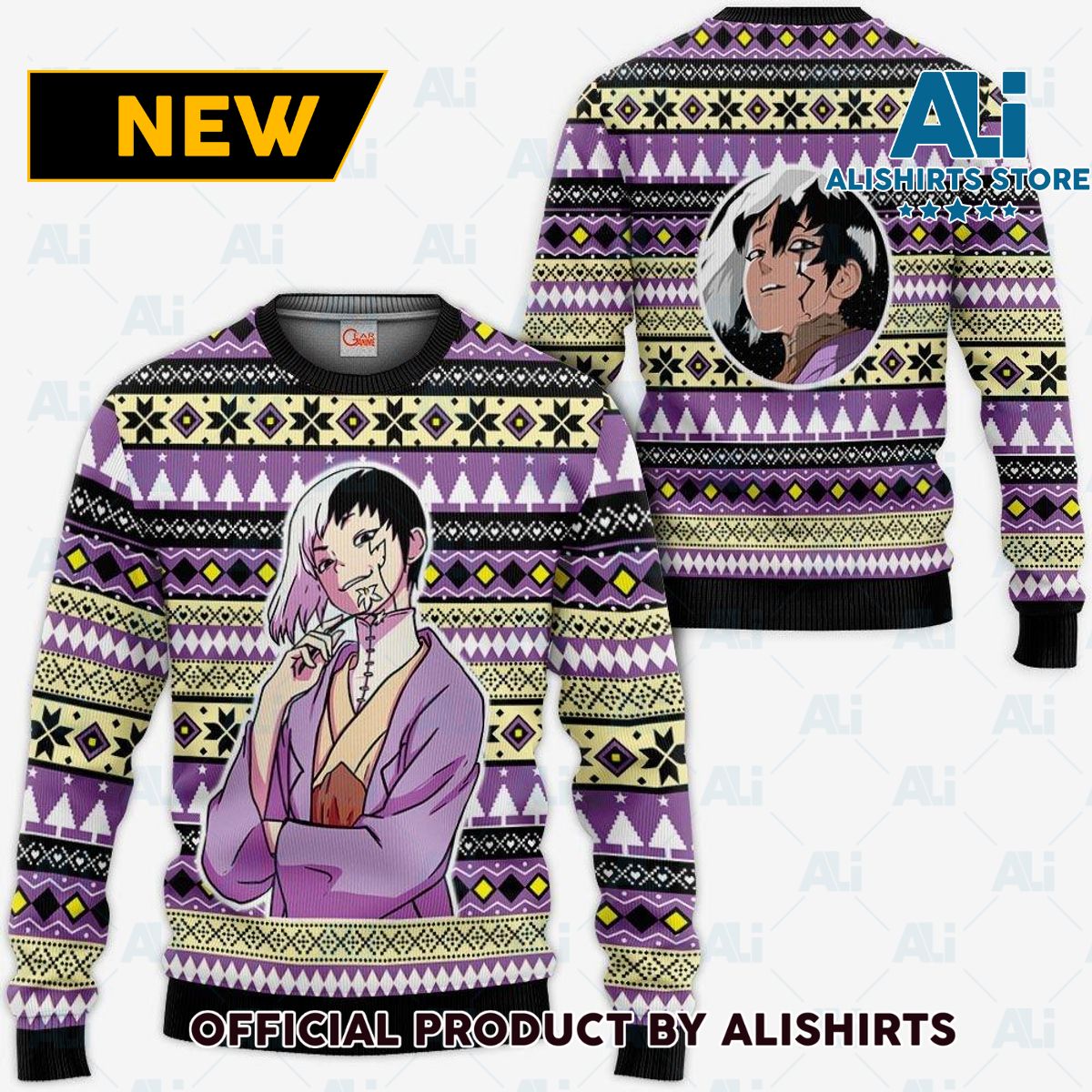 Gen Asagiri Ugly Christmas Sweater Custom Anime Dr Stone