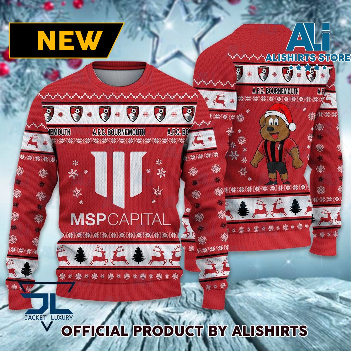 A.F.C. Bournemouth Mascot premier league Ugly Christmas Sweater