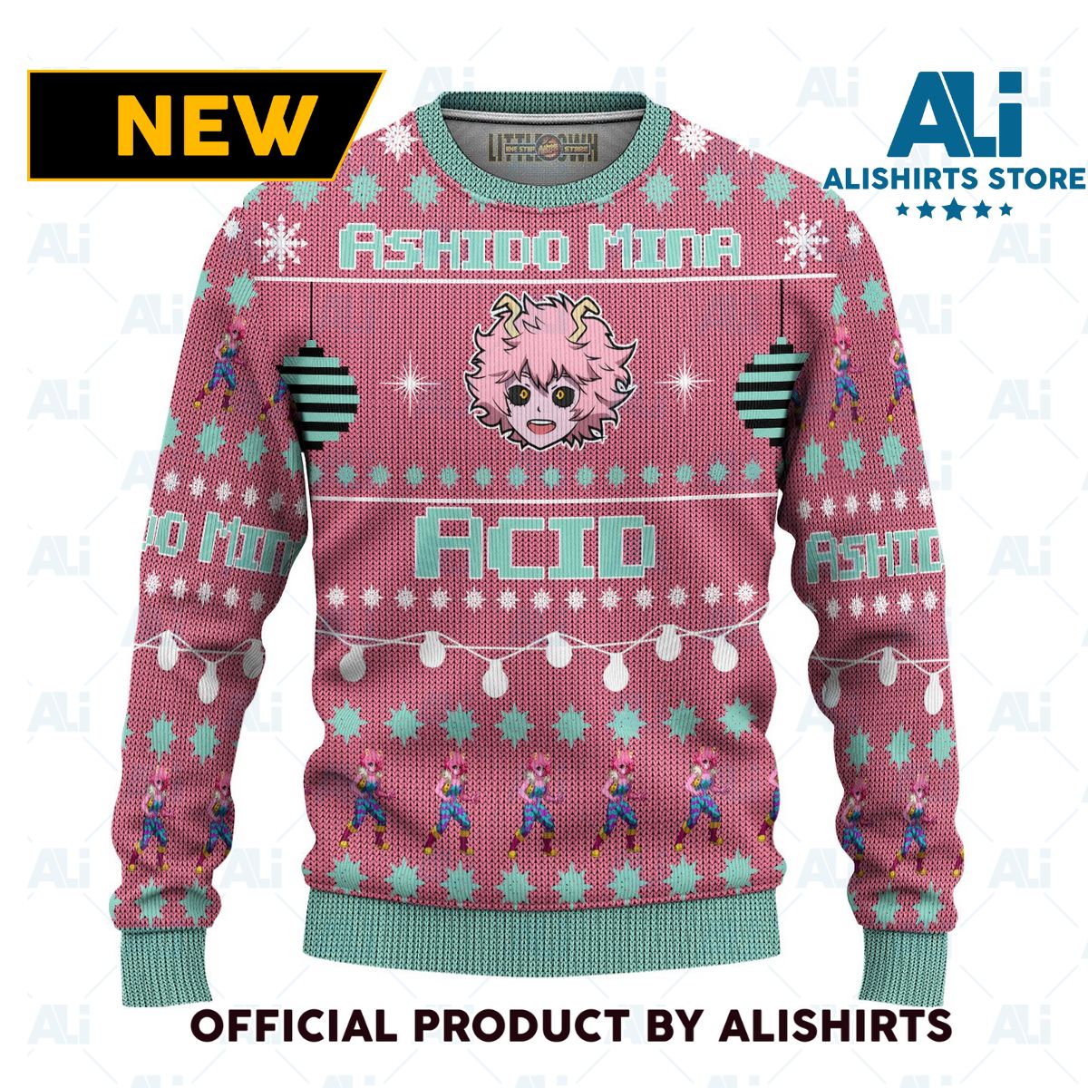 Mina Ashido Anime Ugly Christmas Sweater Custom My Hero Academia