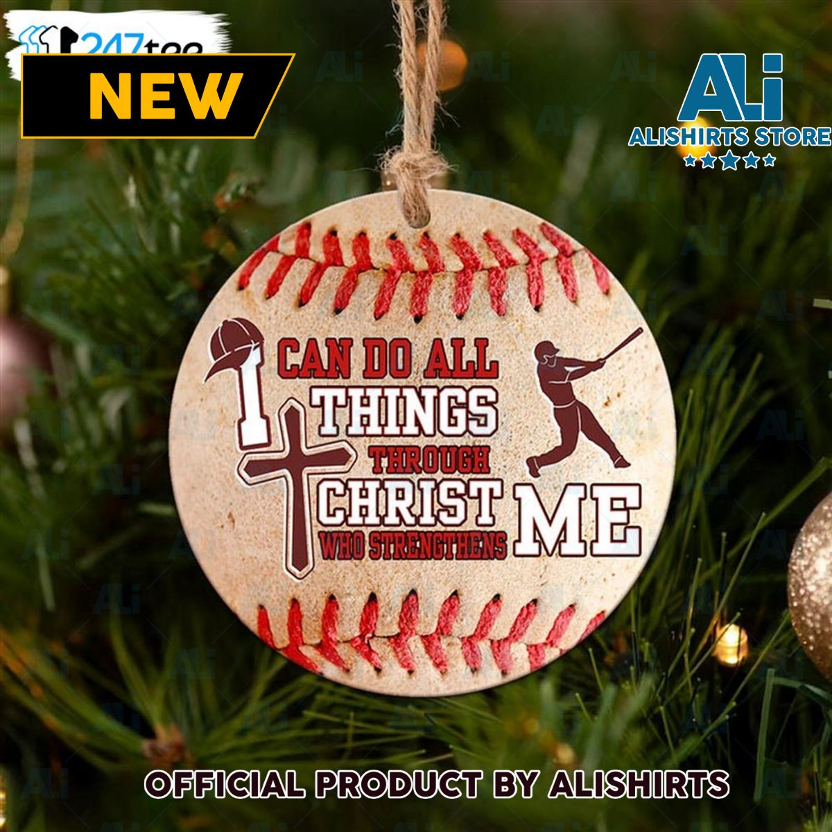 I Can Do All Things Through Christ Baseball Ceramic Ornament