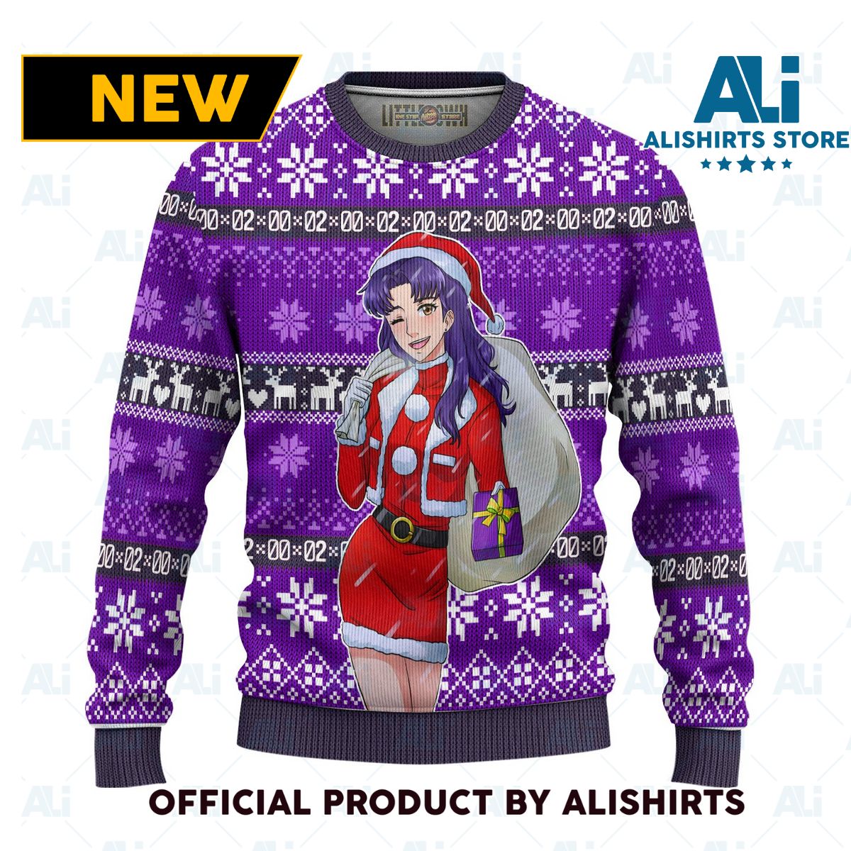 Misato Katsuragi Anime Ugly Christmas Sweater Custom Neon Genesis Evangelion