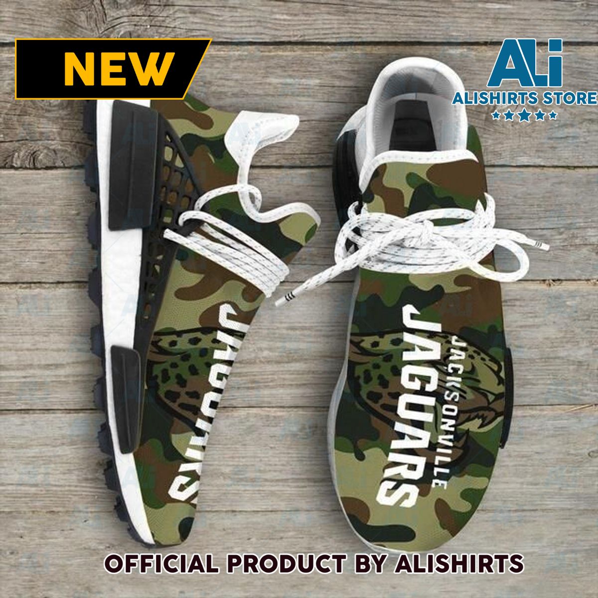 Camo Camouflage Jacksonville Jaguars NFL NMD Human Race shoes Adidas NMD Sneakers