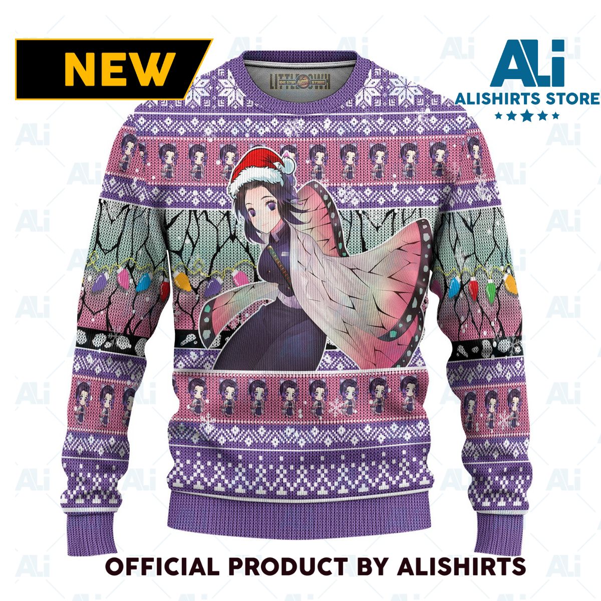 Demon Slayer Shinobu Kochou Anime Ugly Christmas Sweater