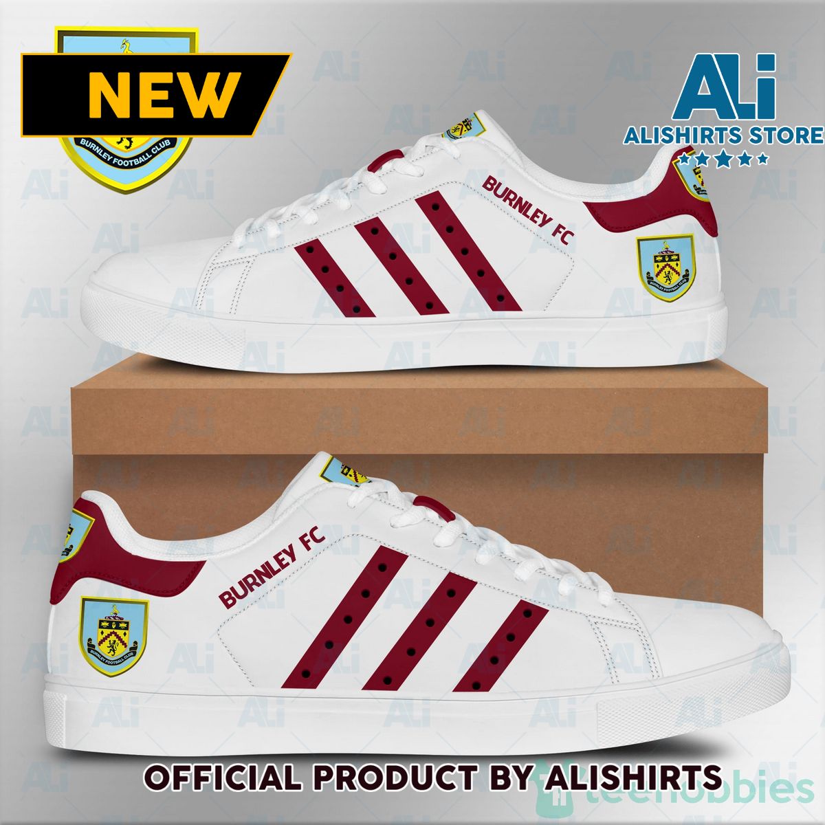 Burnley F.C White Adidas Stan Smith Low Top Skate Shoes