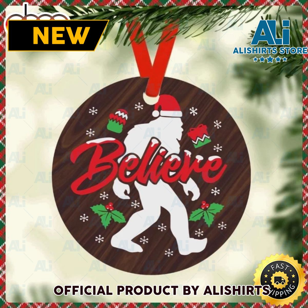 Funny Christmas With Believe Phrase And Bigfoot Hallmark Bigfoot Ornament
