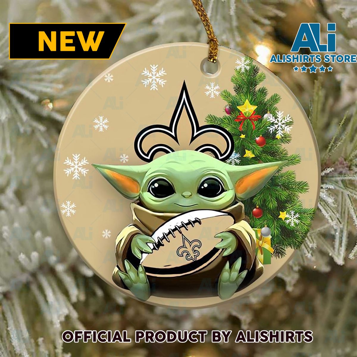 New Orleans Saints Baby Yoda NFL Football Ornaments 2022