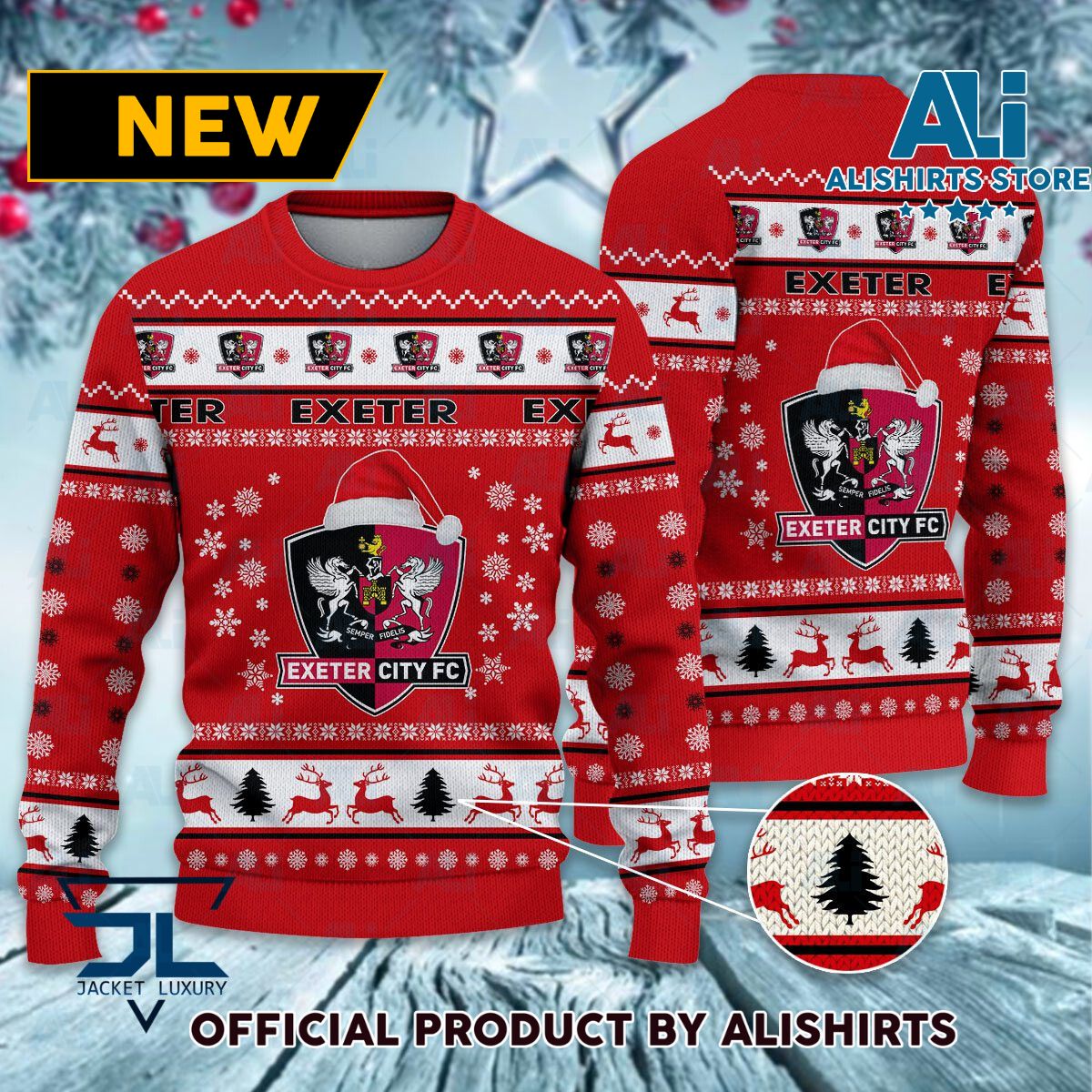 Exeter City FC logo EFL Championship Christmas Sweater