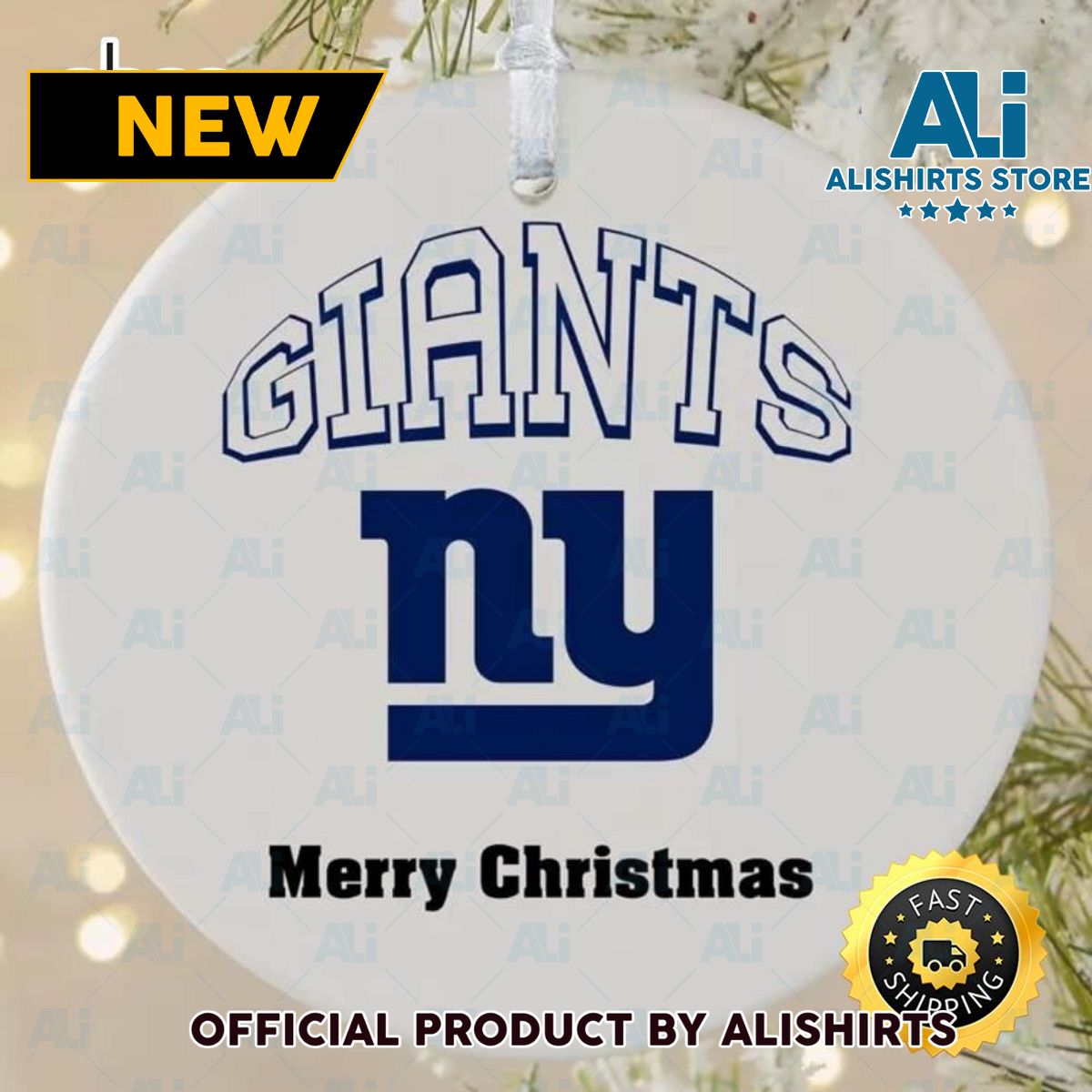 NFL New York Giants Merry Christmas NFL Football Ornaments