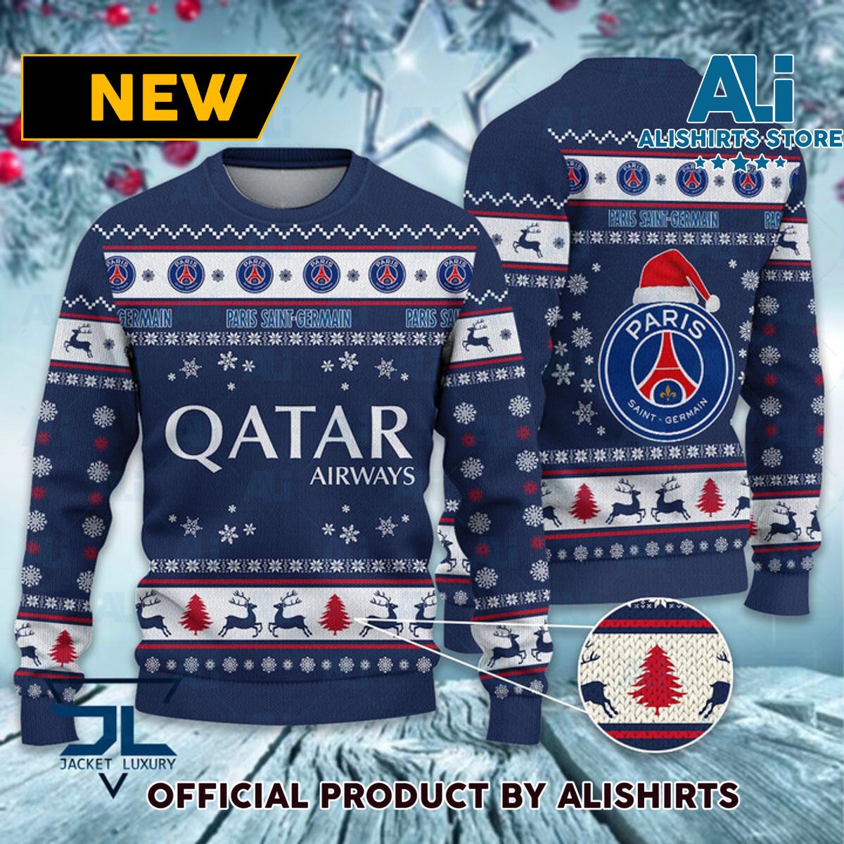 PSG France football soccer ugly christmas sweater