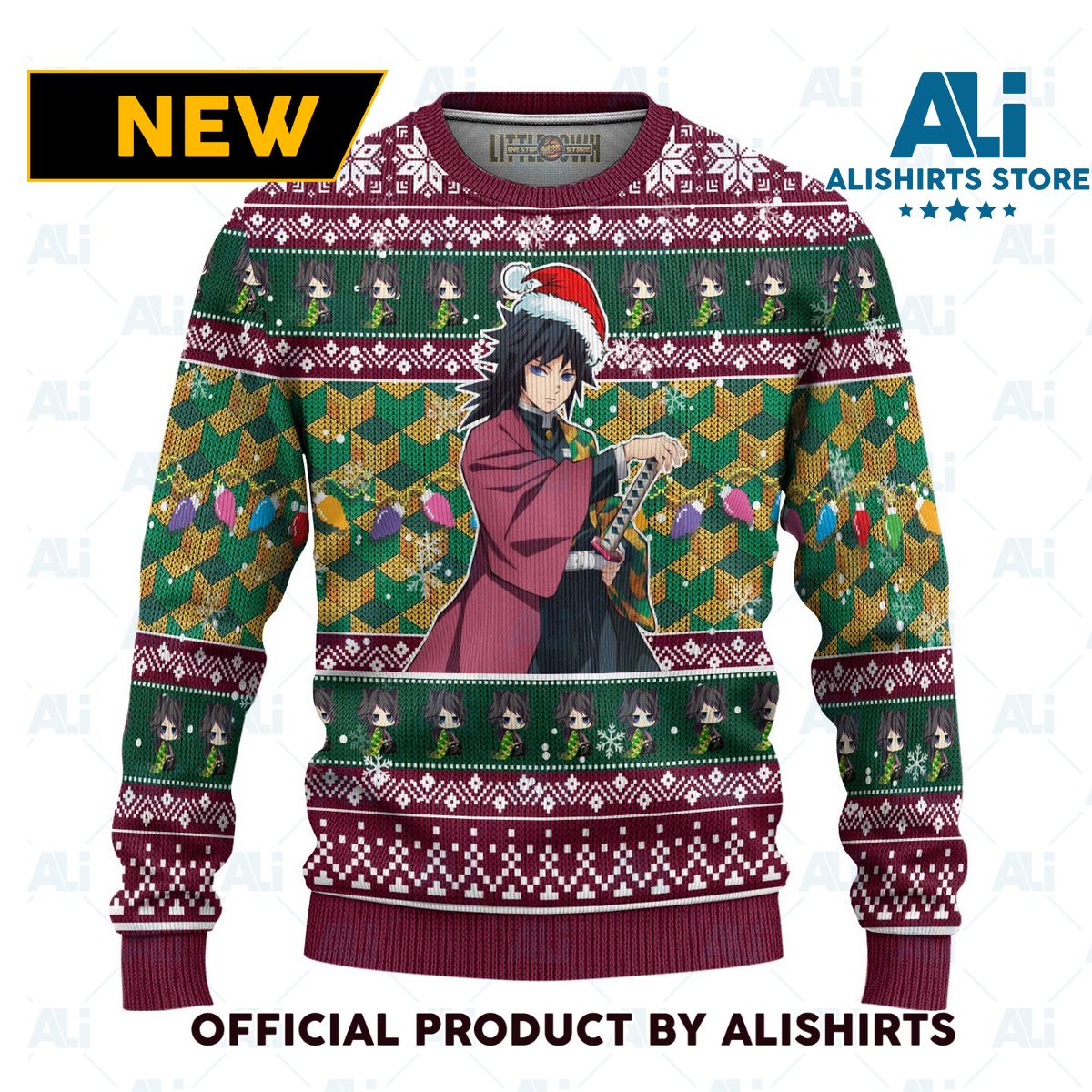 Demon Slayer Giyuu Tomioka Anime Ugly Christmas Sweater