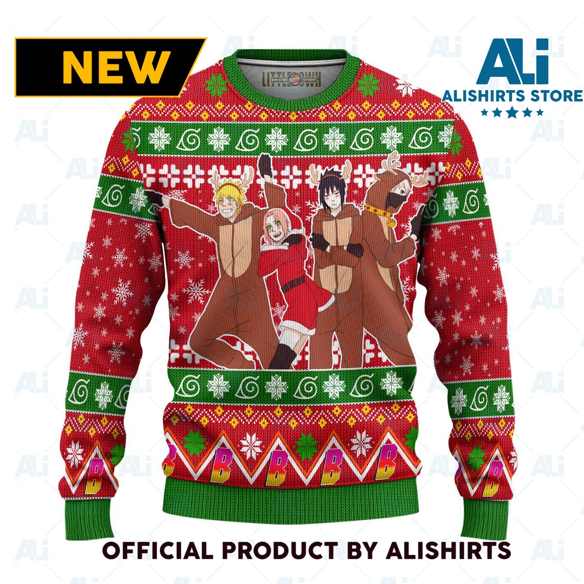 Boruto Anime Ugly Christmas Sweater Custom Red