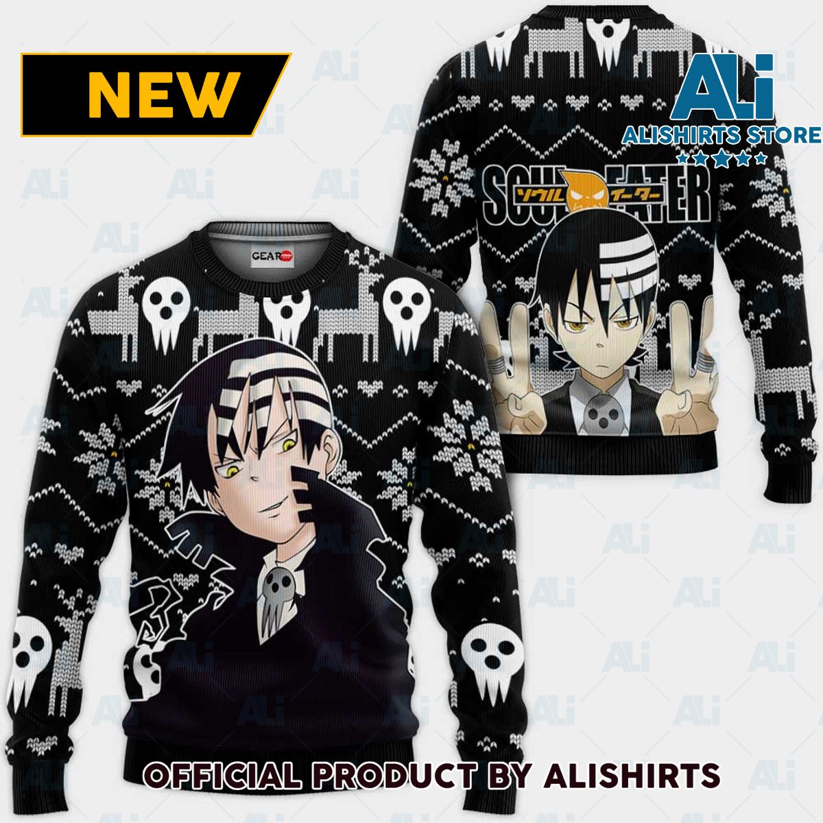 Death The Kid Ugly Christmas Sweater Custom Anime Soul Eater