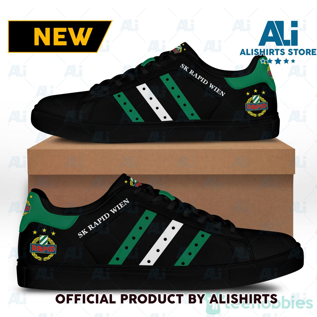 Sk Rapid Wien black And Green Adidas Stan Smith Low Top Skate Shoes