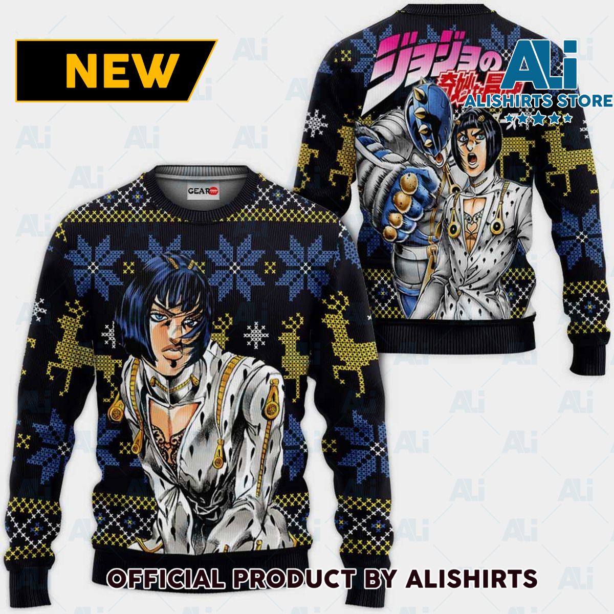 Bruno Bucciarati Ugly Christmas Sweater Custom Anime Jjba