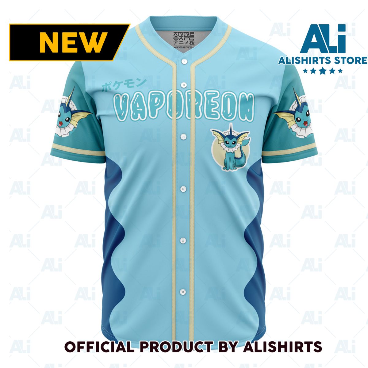 Vaporeon Eeveelution Pokemon Baseball Jersey